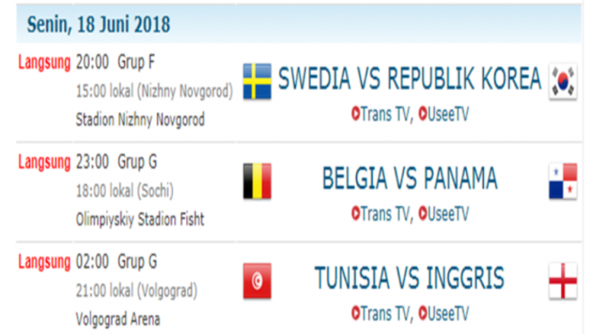 Ini Jadwal Pertandingan Piala Dunia Hari Ini dan Besok