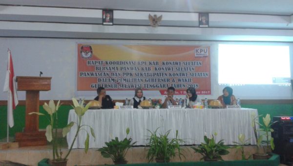 KPUD Konsel Gelar Rakor Bersama Panwaslu Kabupaten