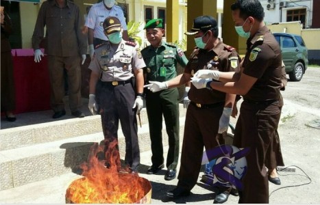 Kejari Muna Musnahkan BB Narkotika dan Sajam