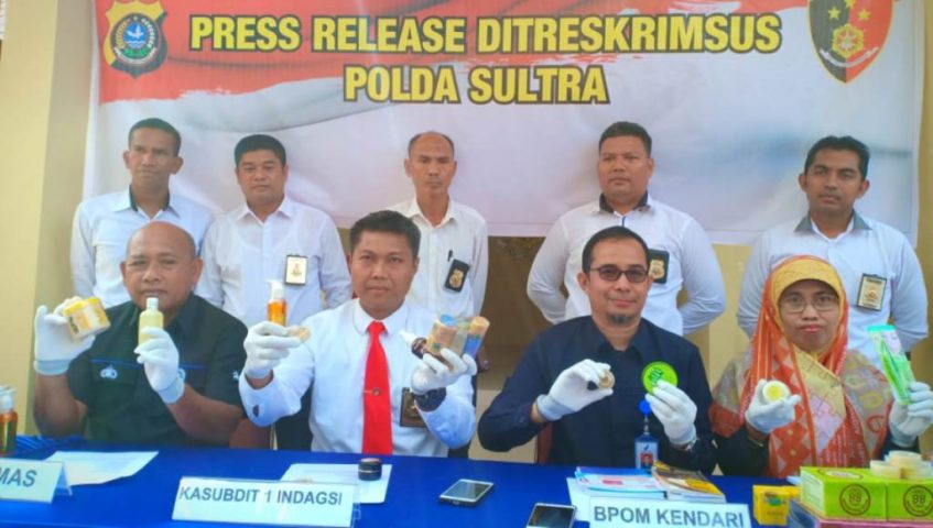 Ratusan Kosmetik Ilegal di Kendari Dengan merk Ternama Hingga Racikan Disita Polisi