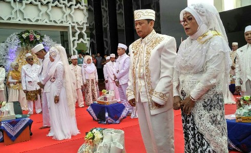 Nikah Bareng Ramadhan Berkah di Masjid Islamic Center Universitas Ahmad Dahlan (UAD), Bantul, Yogyakarta. FOTO : NADHIR