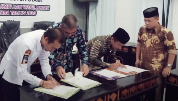 Bupati dan KPU Butur Teken NPHD Pilkada 2020