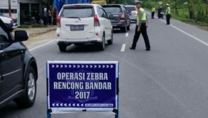 Operasi Zebra Rencong 2017, Satlantas Polres Aceh Timur Tilang 515 Pengendara