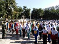 pelajar SMK 3 Probolinggo saat diberikan pembekalan wawasan kebangsaan dan Nasionalisme dari anggota TNI Kodim 0820/Probolinggo. FOTO : ASL