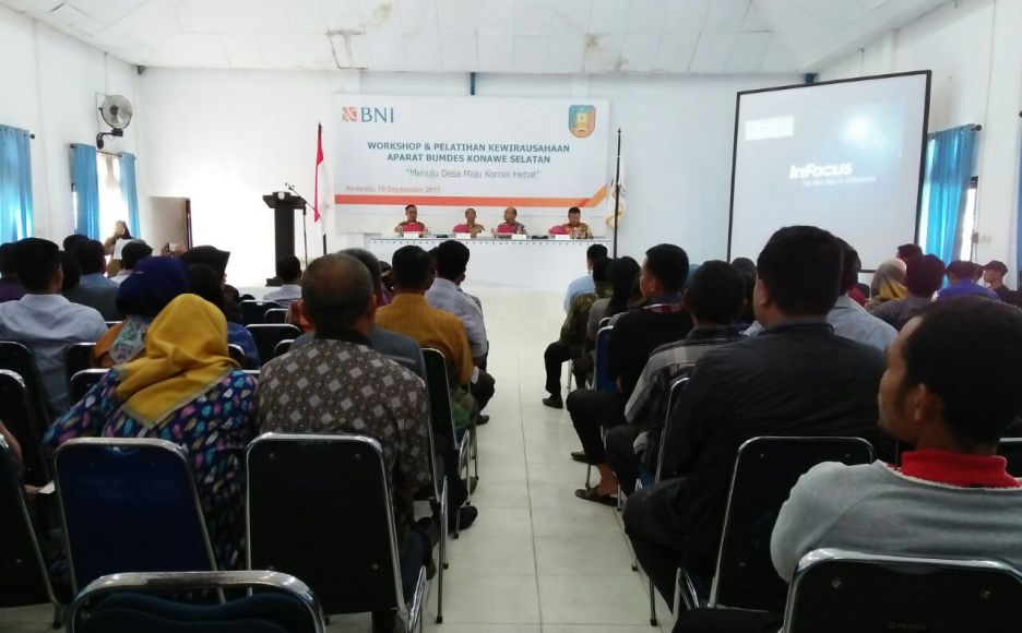 Suasana Workshop Dan Pelatihan Kewirausahaan Aparat BUMDes Se Konsel FOTO : HUMAS PEMDA KONSEL