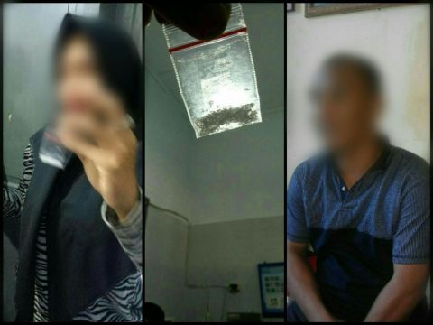 Perempuan berhijab ini yang di ciduk Polisi saat membesuk tahanan di Lapas Bantaeng. FOTO : SYAMSUDDIN
