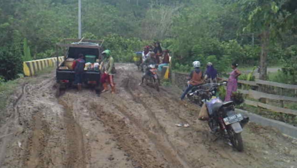 Jalan Rusak di Koltim, Warga Tanam Pisang dan Kelapa