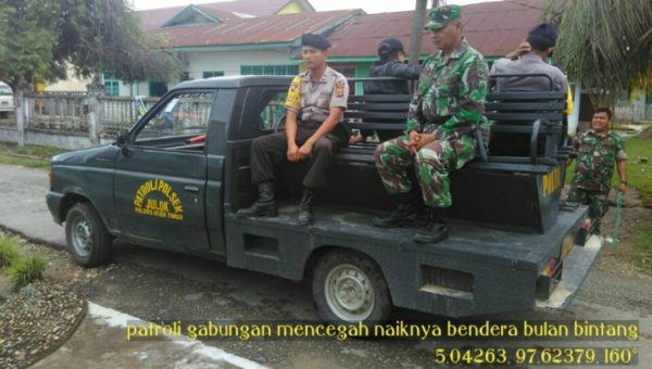 Milad GAM ,TNI-Polri Patroli Antisipasi Pengibaran Bendera Bulan Bintang