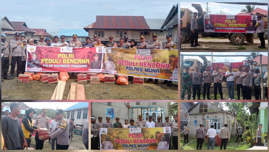 Polri Peduli Bencana Alam, Kapolres Muna Beri Bantuan Korban Puting Beliung di Pure
