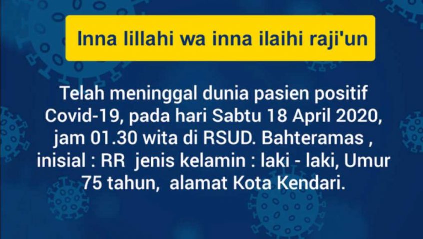 Gugus Tugas Corona Pemprov Sultra Umumkan Pasien PDP Meninggal Dunia