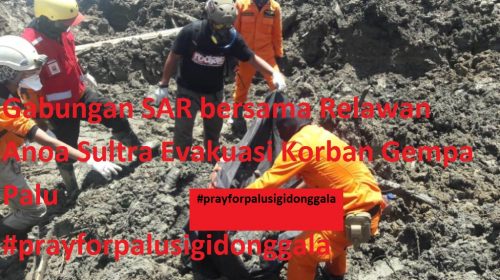 Gabungan SAR bersama Relawan Anoa Sultra Evakuasi Korban Gempa Palu