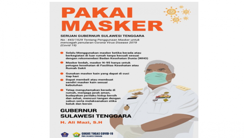 Gubernur Ali Mazi Serukan Agar Menggunakan Masker
