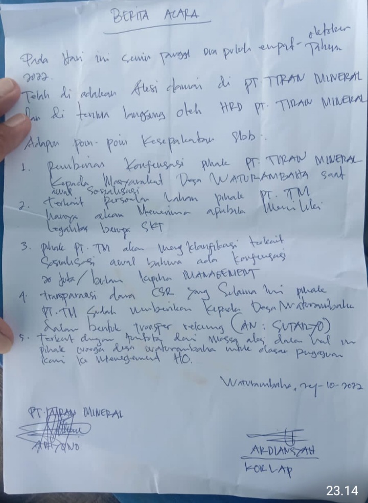 Tuntut Janji Perusahaan, Aliansi Masyarakat Lasolo Kepulauan Demo PT. Tiran Mineral