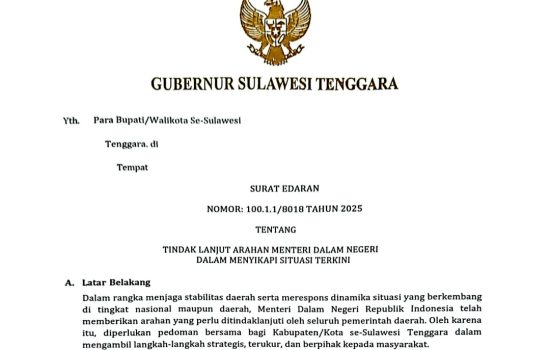 Gubernur Sultra Terbitkan Surat Edaran untuk Kada, Jaga Stabilitas Daerah