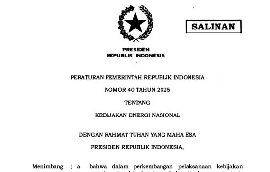 Indonesia Tetapkan Peta Jalan Energi Nasional Hingga 2060