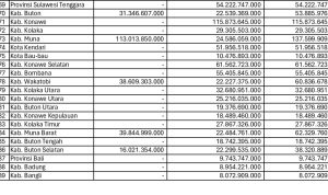 Rincian Alokasi Tambahan DAU dan Kurang Bayar 2024 se Kab/kota di Sultra untuk 2026