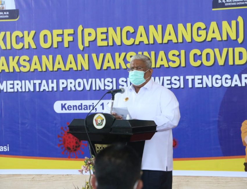 Gubernur Sultra Ali Mazi, saat menyampaikan sambutannya