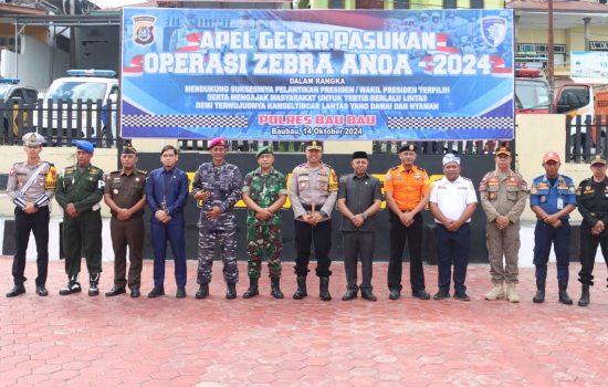 Polres Baubau Laksanakan Apel Gelar Pasukan Ops Zebra Anoa 2024