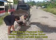 Inisiatif Polisi Lasalimu, Jalan Rusak Ditutup Aspal Seadanya