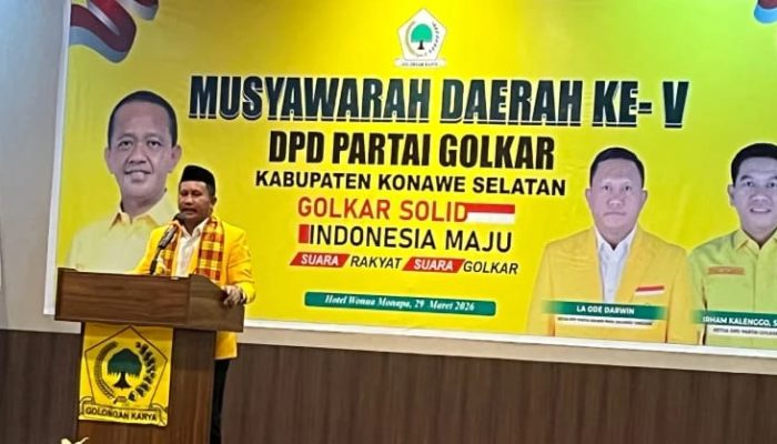 Hadiri Musda Golkar Konsel, La Ode Darwin Tekankan Soliditas Kader