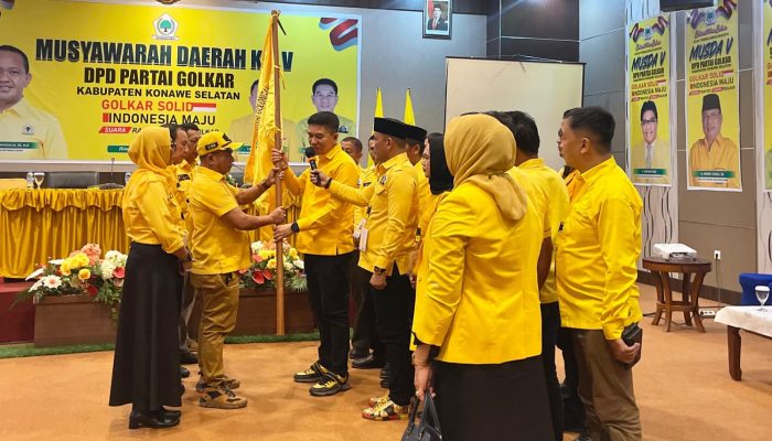 Terpilih Aklamasi, Irham Kalenggo Kembali Pimpin Golkar Konsel Periode Ketiga