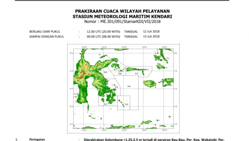 Prakirawan Cuaca di Kendari, Tinggi Gelombang Capai 2,5 Meter