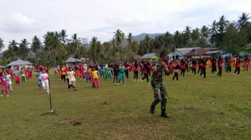 Satgas Pamtas Yonif 725/Woroagi Gelar Senam Maumere