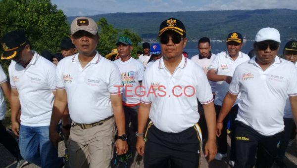 meriahkan acara millennial road safety festival di alun-alun perkantoran Bupati, Takawa, Sabtu (16/3/2019).