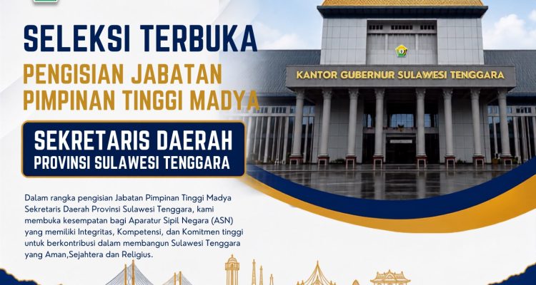 Pemprov Sultra Buka Seleksi Terbuka Jabatan Sekda 2026, Pendaftaran Dibuka Hingga 25 Agustus