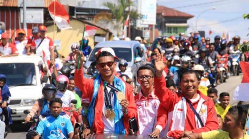 Ribuan Warga Sambut Husni Uba, Pahlawan Asian Games Asal Baubau